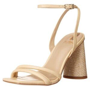 NEW Sam Edleman Womens Kia Heeled Leather Sandal Gold Leaf sz 6.5